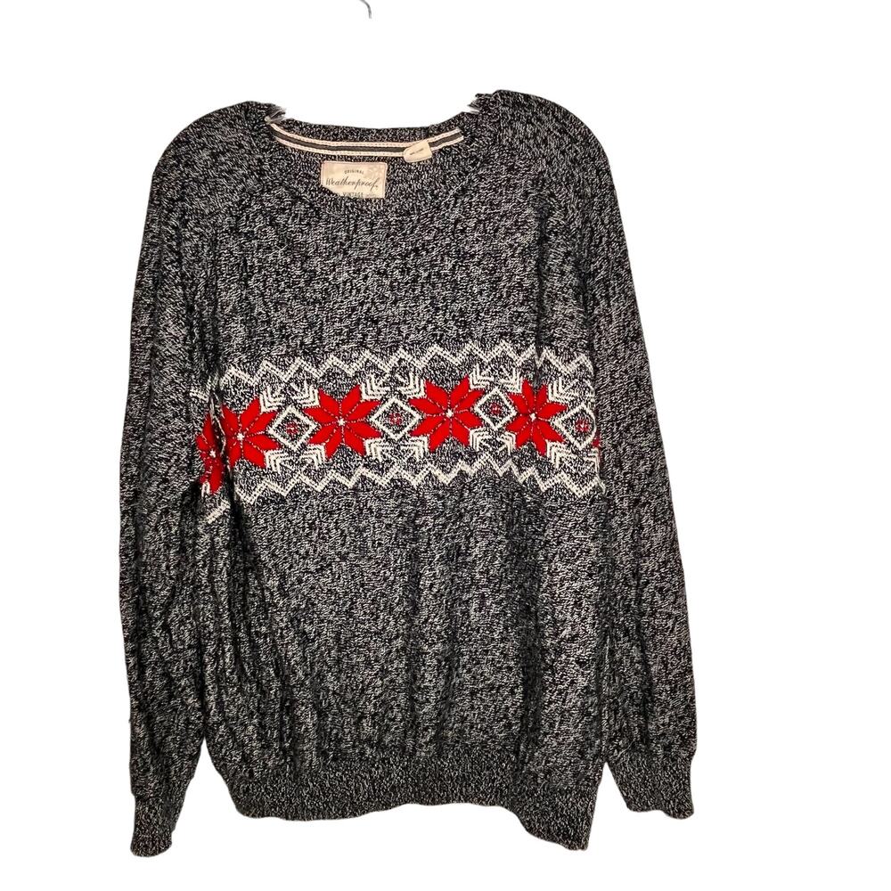Weatherproof Vintage The Holiday Snowflake Men's Crewneck Black Sweater  3 XL